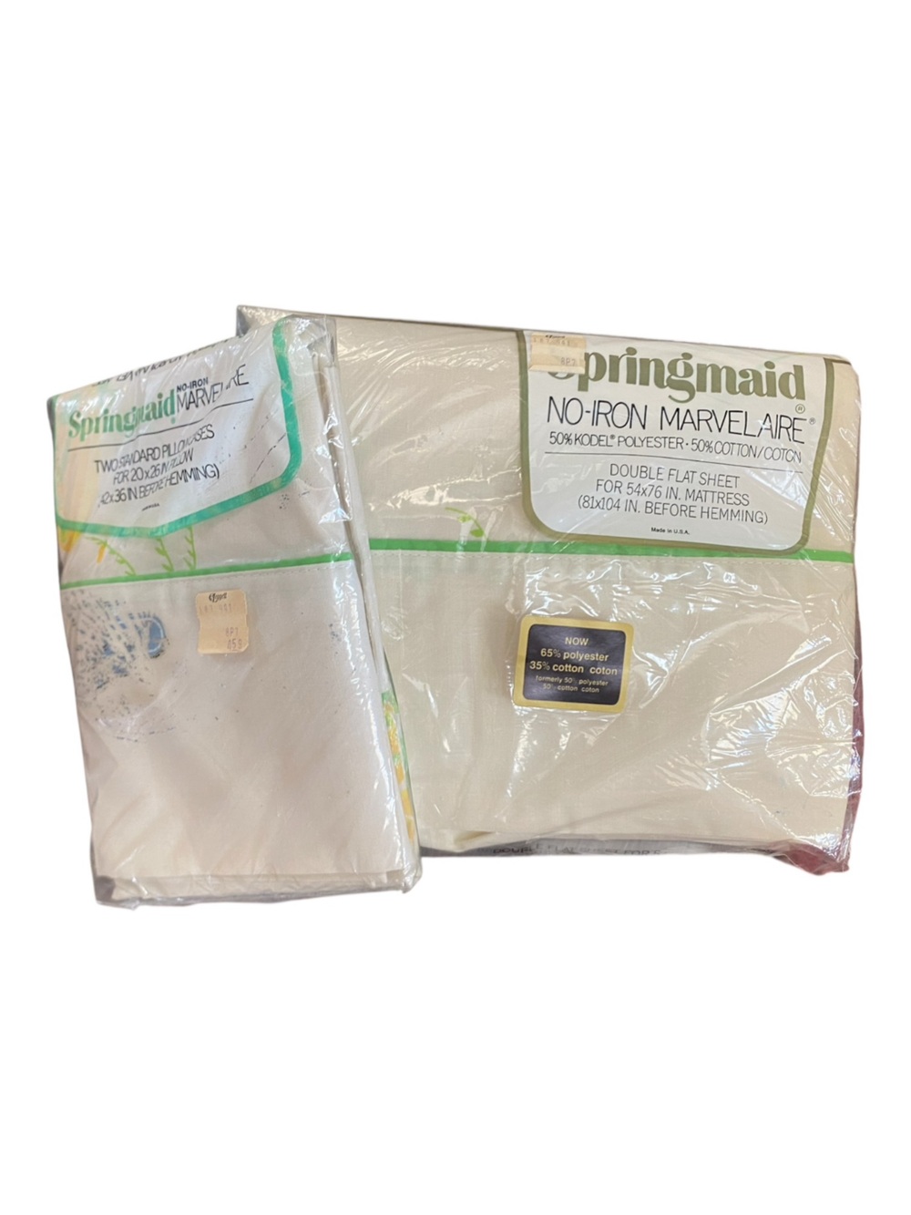 Springmaid Non-Iron Marvelaire Vintage Double Flat Sheet, 2 Standard Pillowcases
